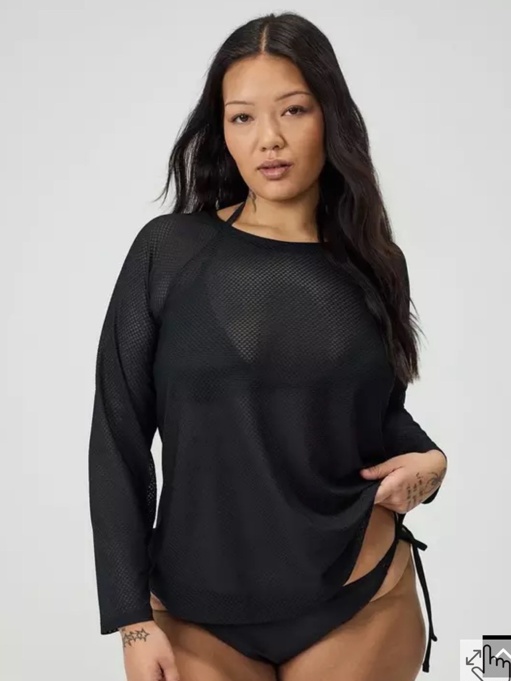 Torrid Black UPF Mesh Long-Sleeve Swim Tee Coverup Unlined NWT Size 4X